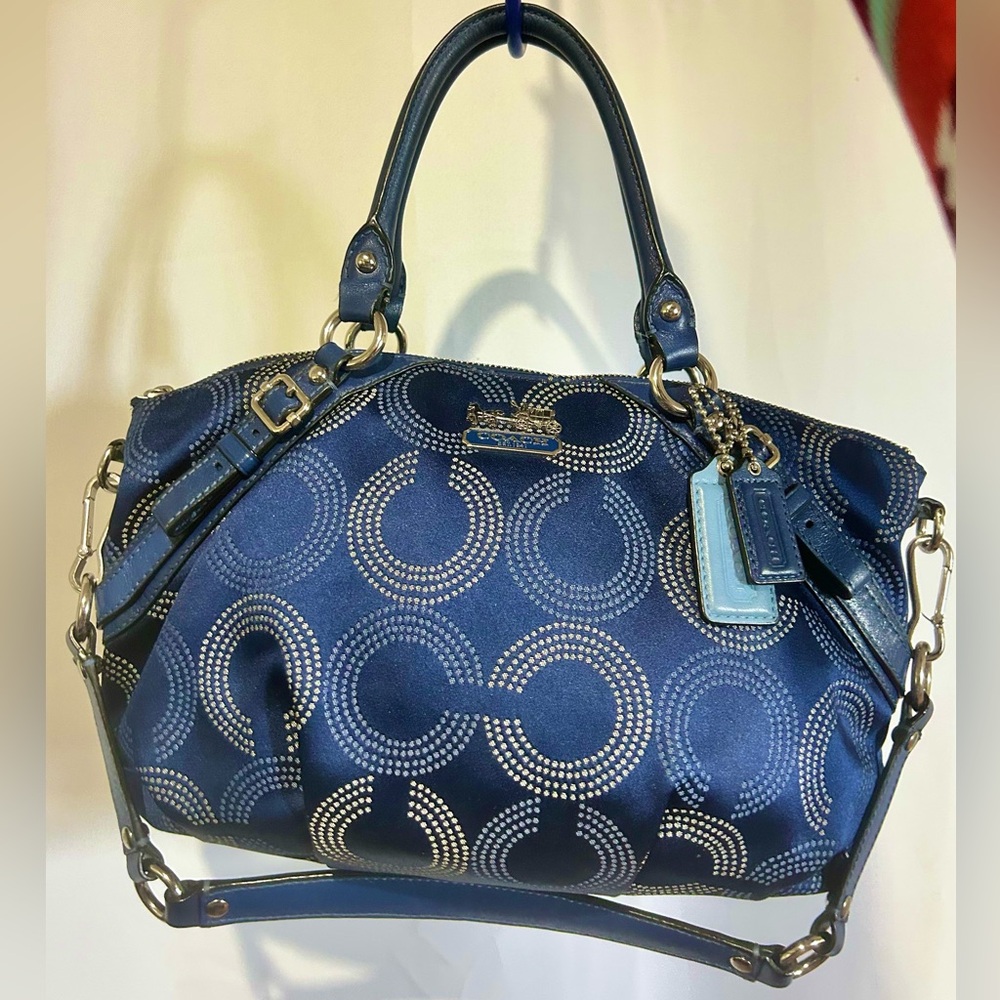 Coach Blue Dotted Op Art Madison Sophia Handbag